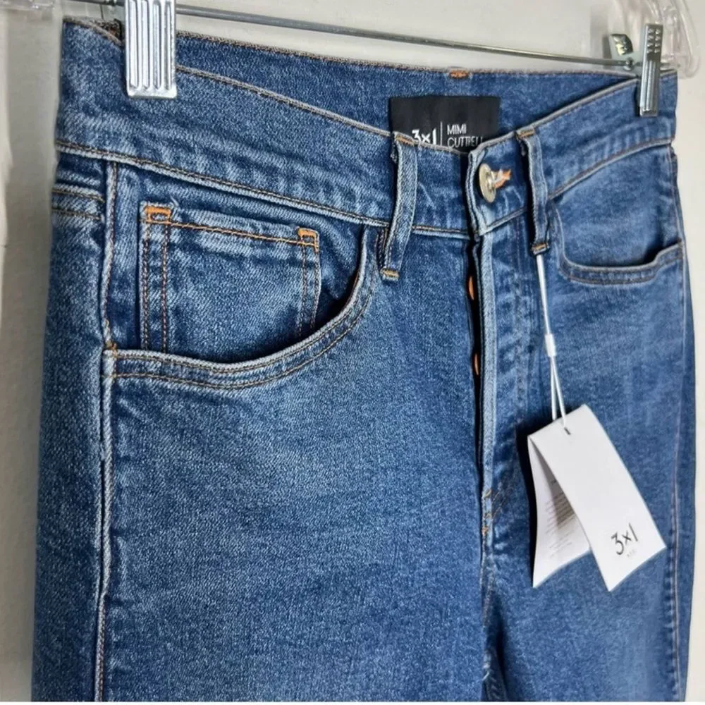 NEW 3x1 MIMi CUTTRELL Kelli Flared Slit High Rise Jeans Button Fly size 25